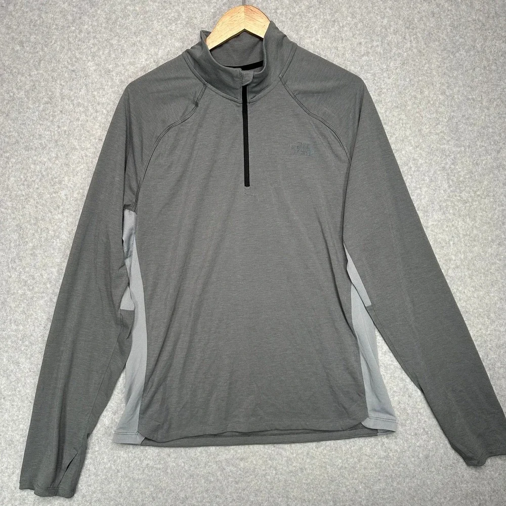The North Face Mens Gray Quarter Zip Pullover Long Sleeve Active Shirt Size L